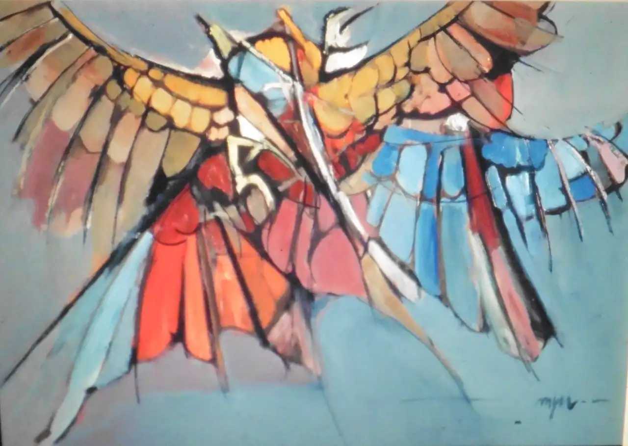 abstracted image of birds fighting
